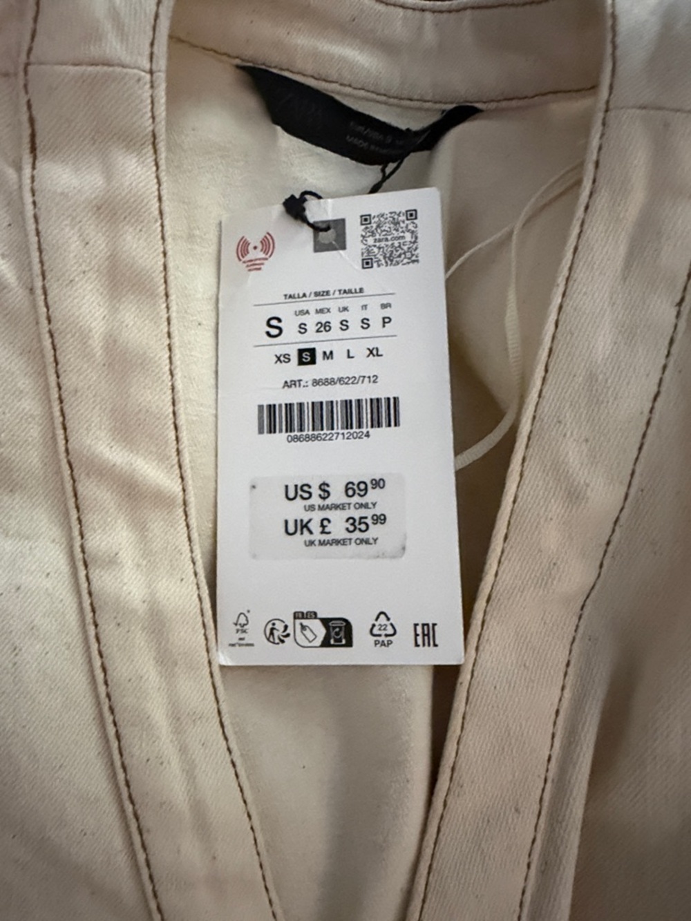 Zara Cream Button-Front Maxi Dress with Puff Sleeves - Picture 7 of 7